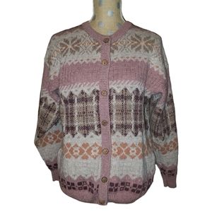 Scottish 100% wool button sweater nordic Strathspey fairisle 90s